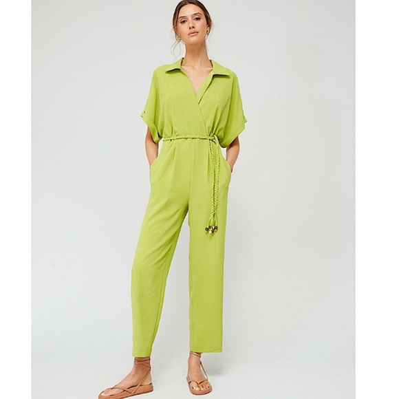 Mango NWT Jumpsuit Straight Leg Plus Size XXL Chartreuse - Picture 4 of 17